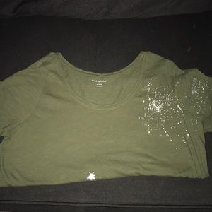 Green scoop neck with silver foil splatter detail